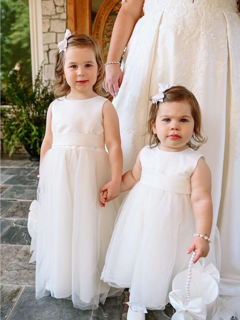 Sister Matching Sister Set David's Bridal Ivory Flower Girl Tulle Dress